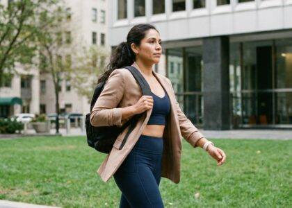 Uma pessoa praticando exercícios ao ar livre, com uma paisagem natural ao fundo, simbolizando uma vida ativa e saudável.