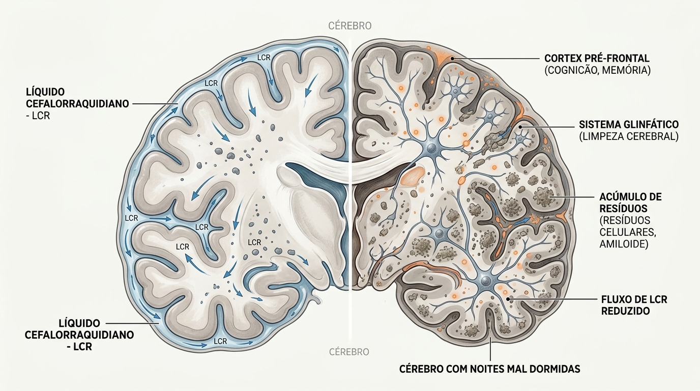 Imagem explicativa sobre O que acontece com o cérebro quando passamos noites mal dormidas