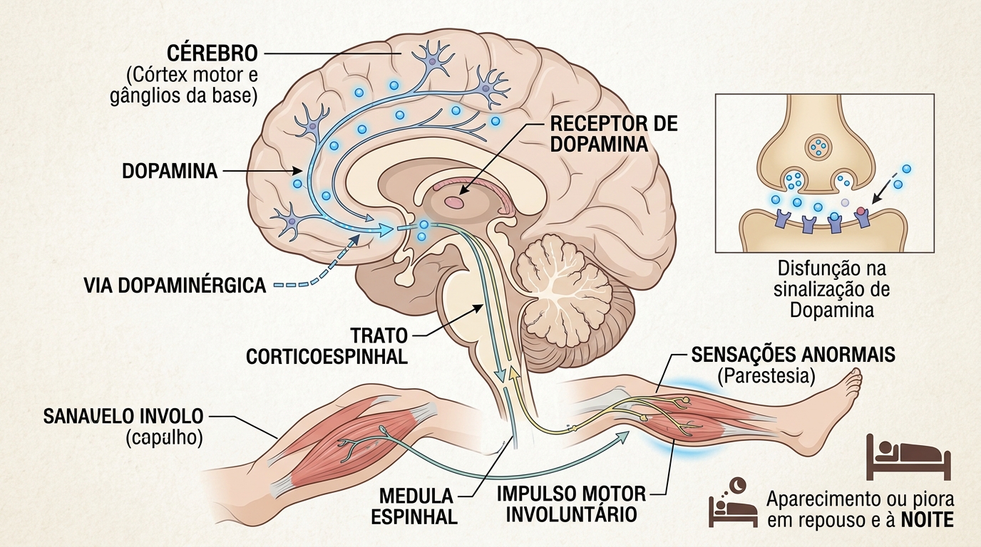 Imagem explicativa sobre Síndrome das pernas inquietas: por que acontece e como aliviar
